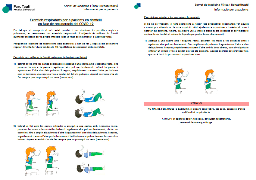 Fes clic per veure el document dels Exercicis respiratoris per a pacients en domicili en fase de recuperació del COVID-19